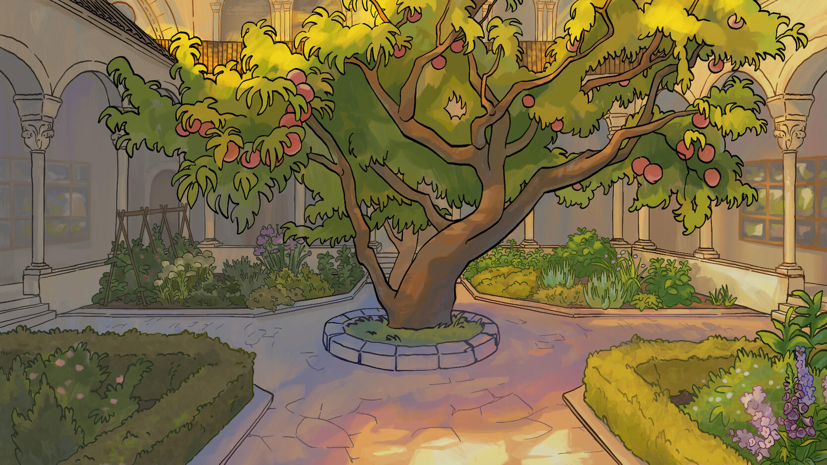 Peach Tree Courtyard, background paint