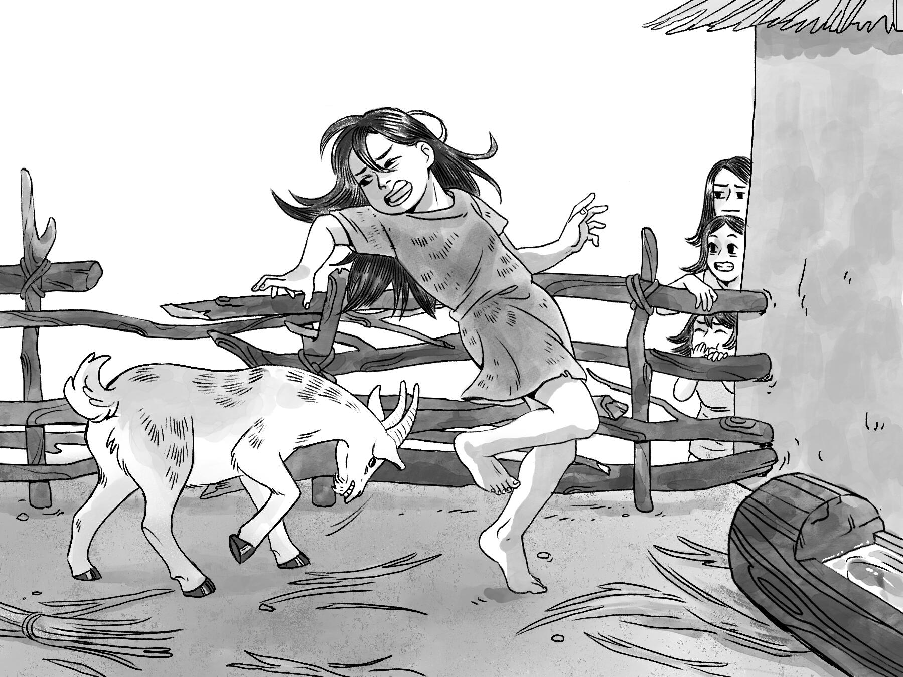 half page illustration for story set in early civilization