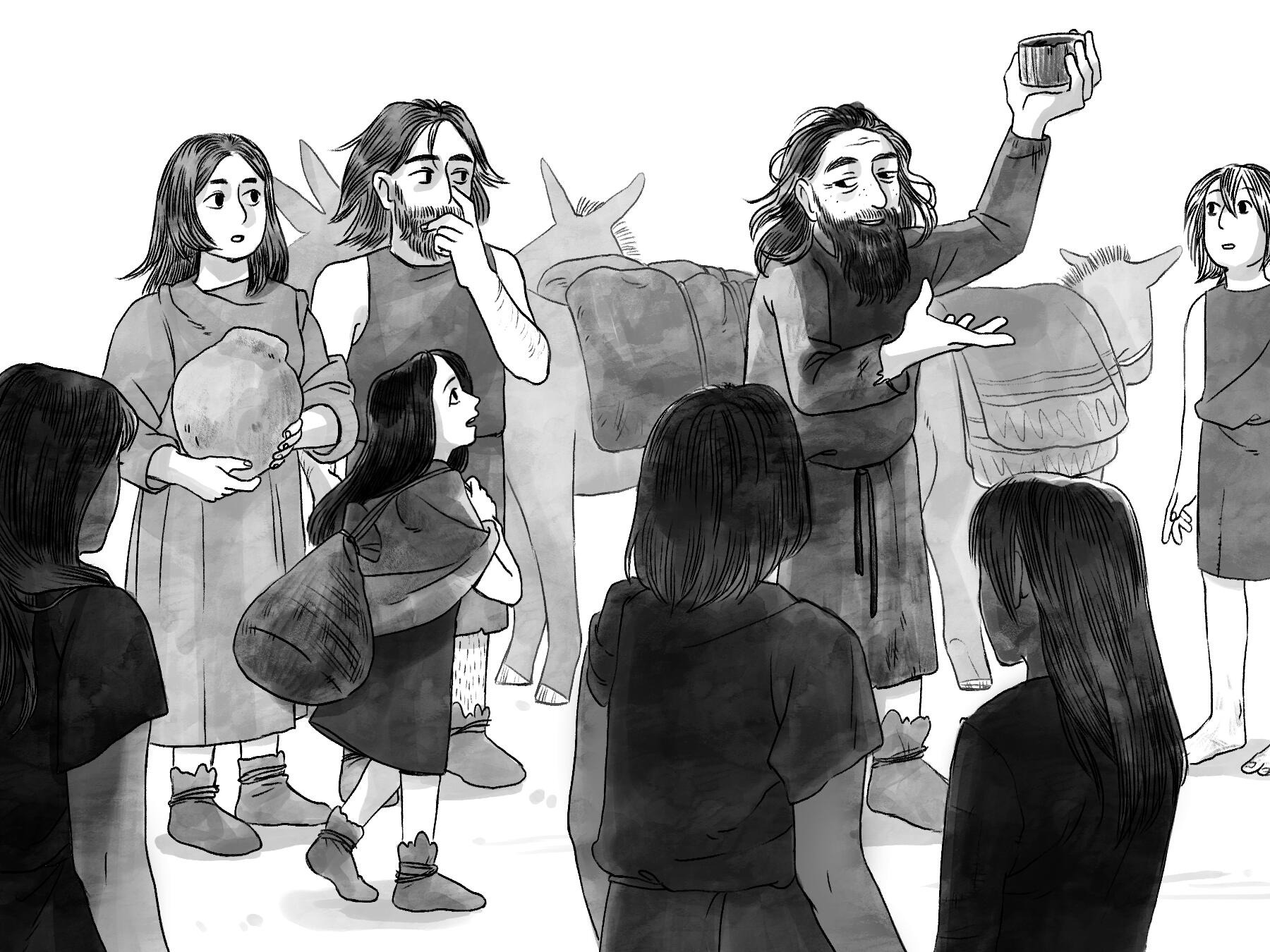 half page illustration set in early civilization