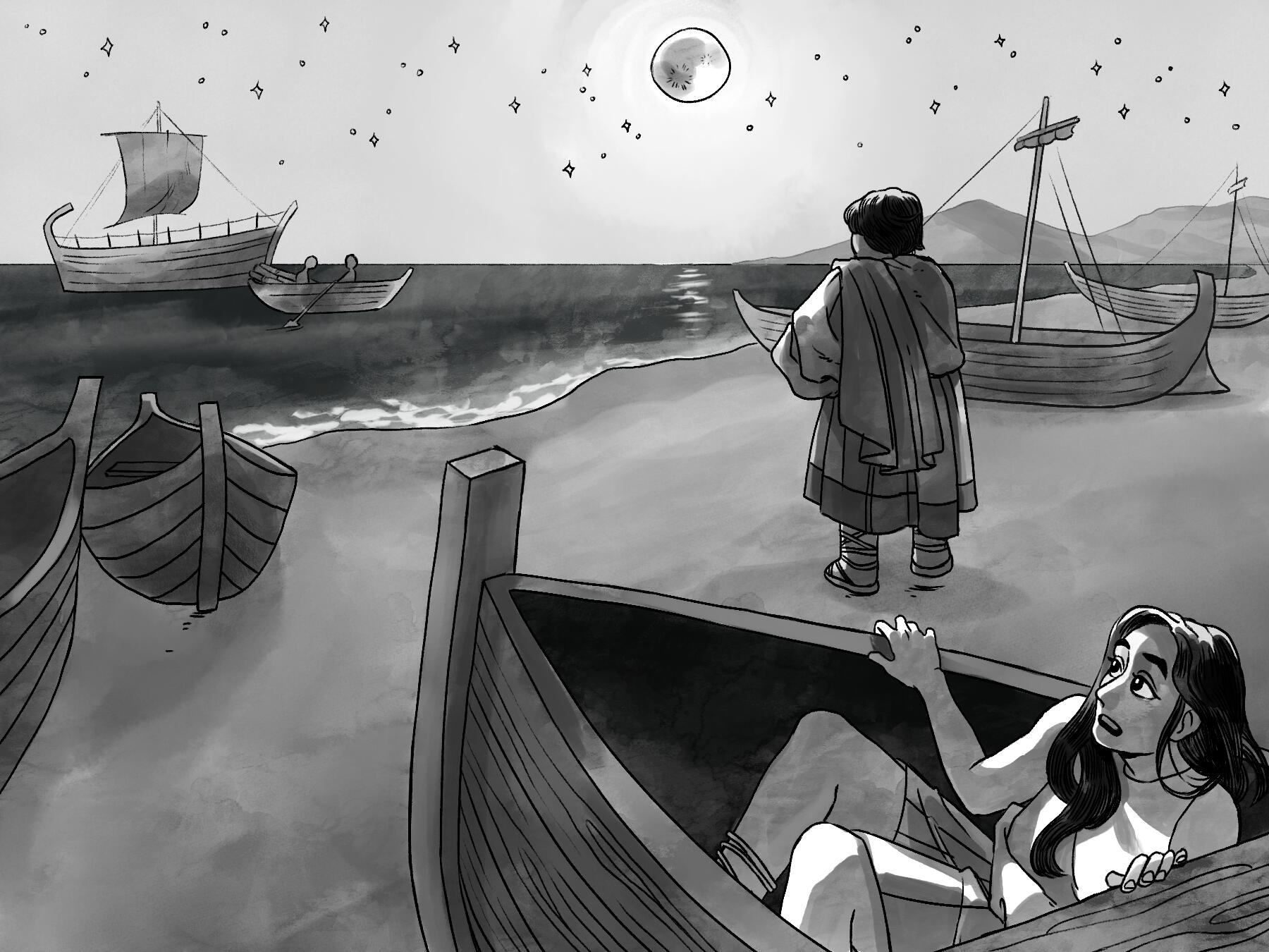 half page illustration set in ancient athens