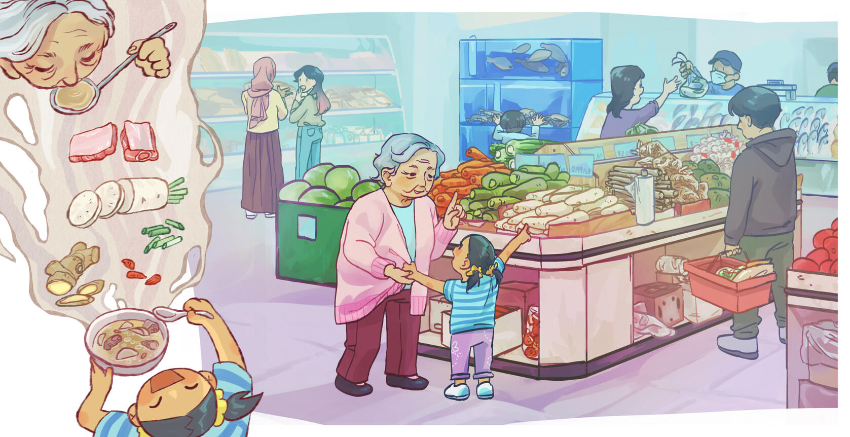 grandma is going to make pork rib radish soup for dinner